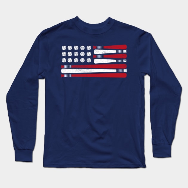 American Flag Patriotic Baseball Design Long Sleeve T-Shirt by TeeShirt_Expressive